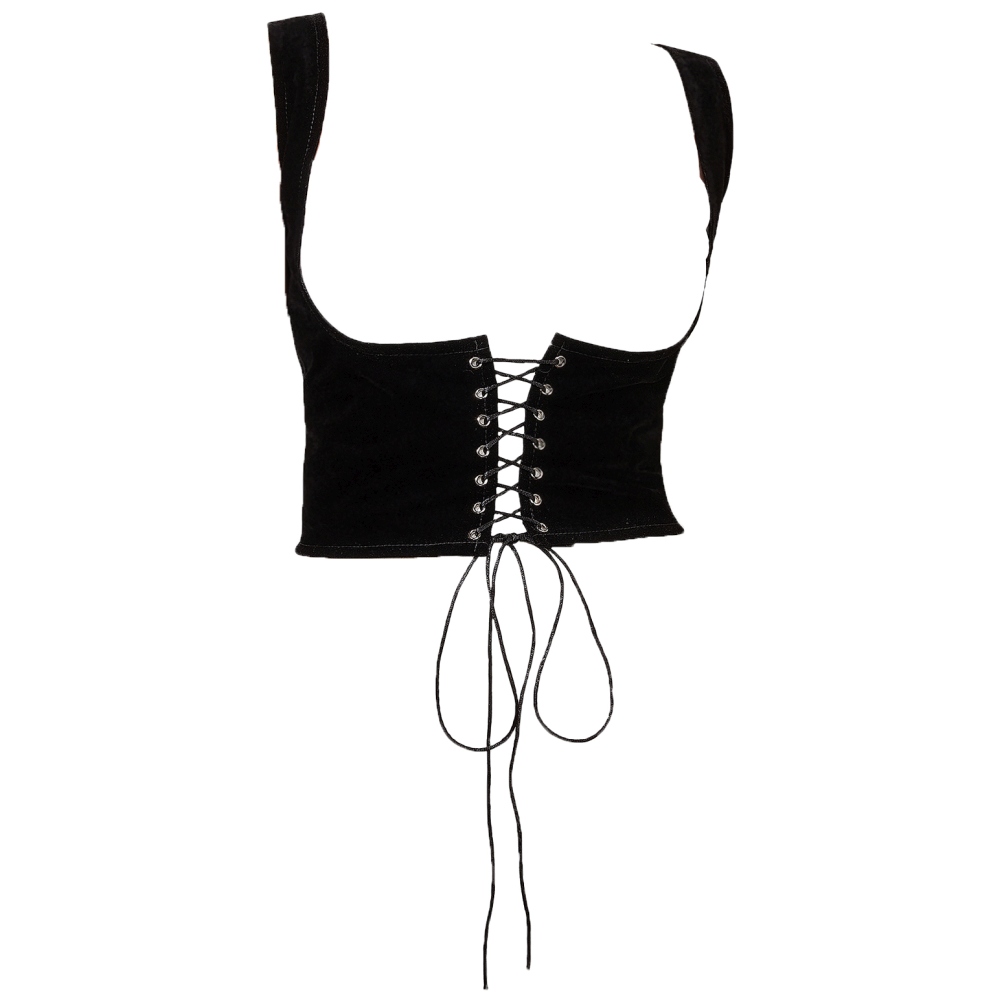 Zac's Alter Ego - Velvet Underbust Corset with Straps Waist belt - Black
